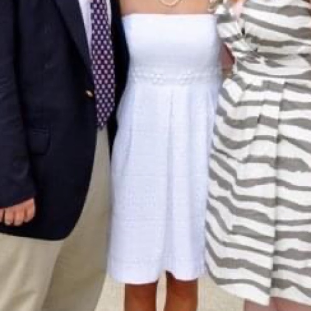 Lilly Pulitzer white eyelet strapless grad dress